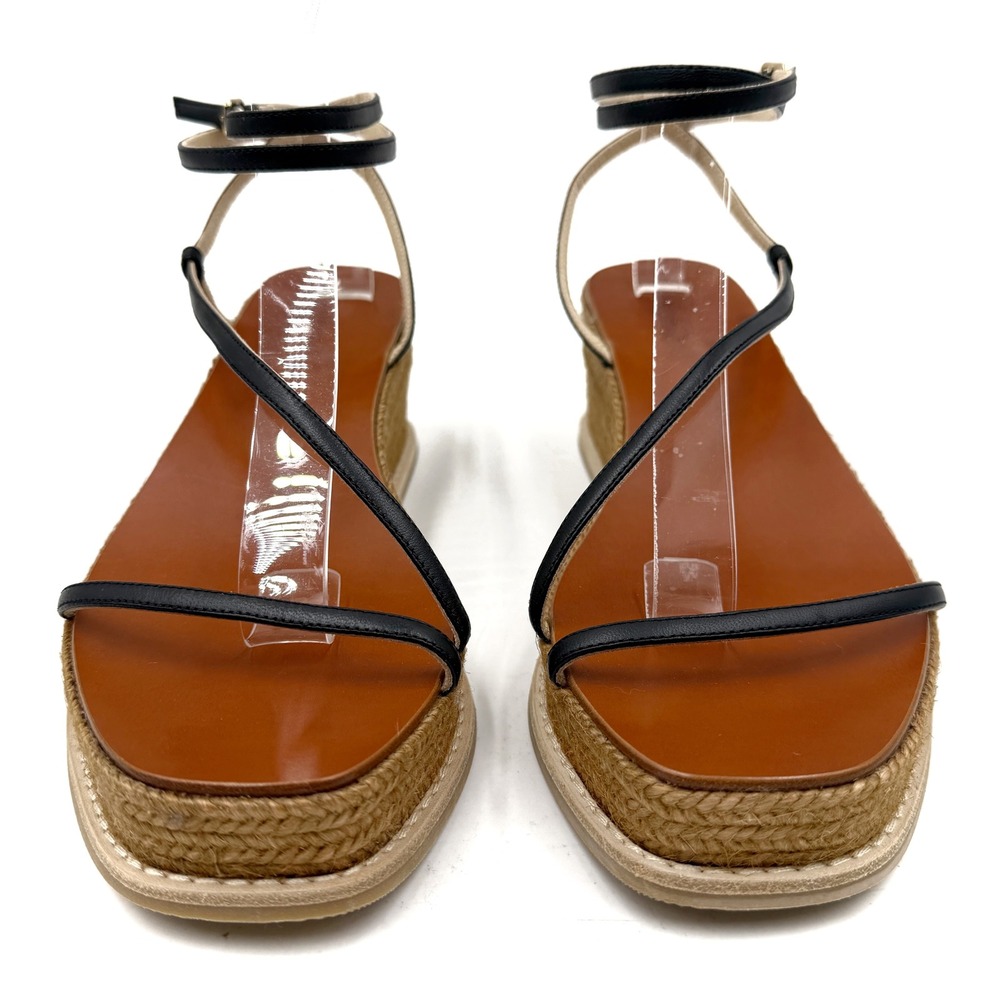 Jimmy Choo Drive 60 Espadrille Wedge Sandals Black Nappa Leather Sz 39.5 / 9.5 - Picture 5 of 10